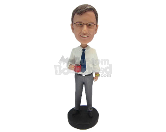 Custom Bobblehead Businessman Dude Wearing Formal Outfit Having A Cup Of Tea - Careers & Professionals Corporate & Executives Personalized Bobblehead & Cake Topper Custom Bobblehead Businessman Dude Wearing Formal Outfit Having A Cup Of Tea - Careers & Professionals Corporate & Executives Personalized Bobblehead & Cake Topper